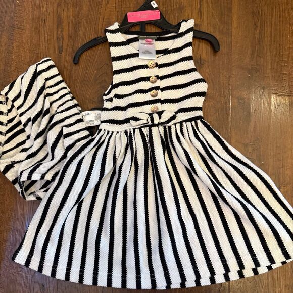 Vince Camuto Other - Vince Camuto Baby Girl Textured Stripe Dress w/ Diaper Cover | 24 Months | NWT